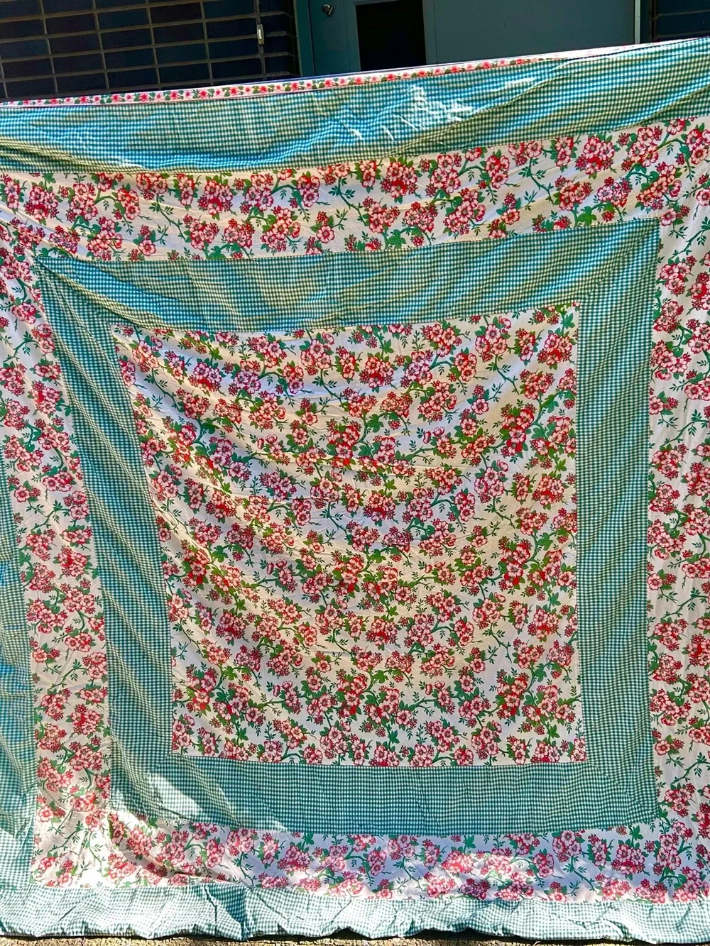 APRIL CORNELL “july” vintage queen duvet cover cotton hibiscus polka dot floral